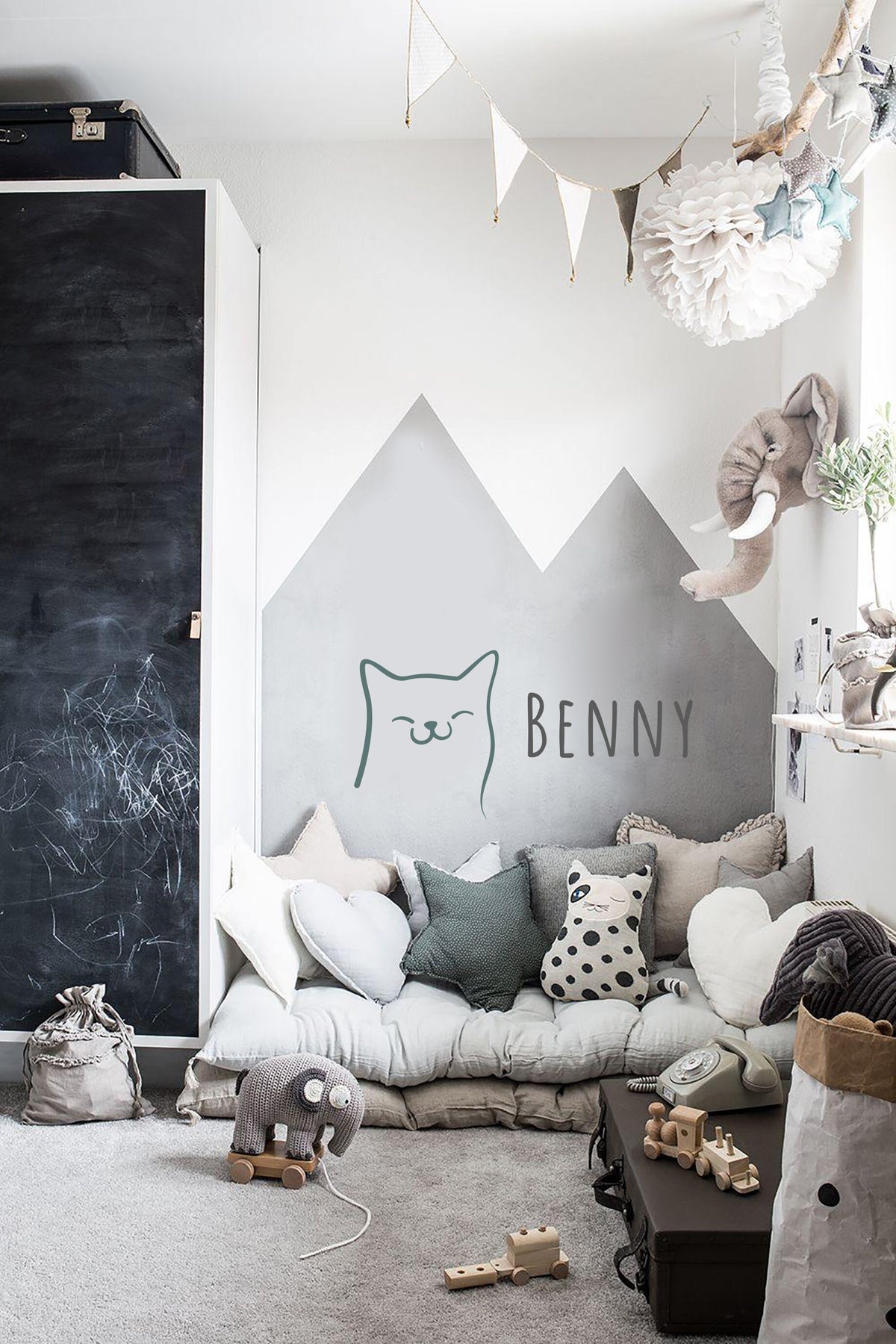 Wandtattoo Namensaufkleber Wunschname Wandbild Katze