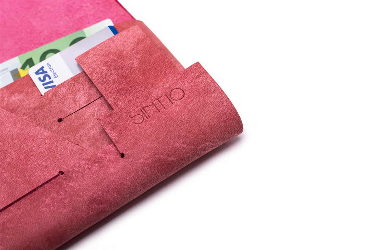 Geldbörse Damen Leder ORIGAMI-Technik Rosa F01