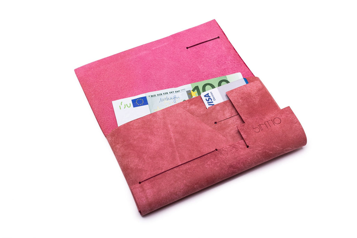 Geldbörse Damen Leder ORIGAMI-Technik Rosa F01