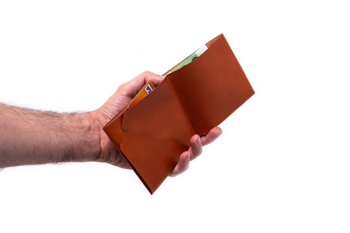 Geldbörse Herren Leder ORIGAMI-Technik Cognac M01