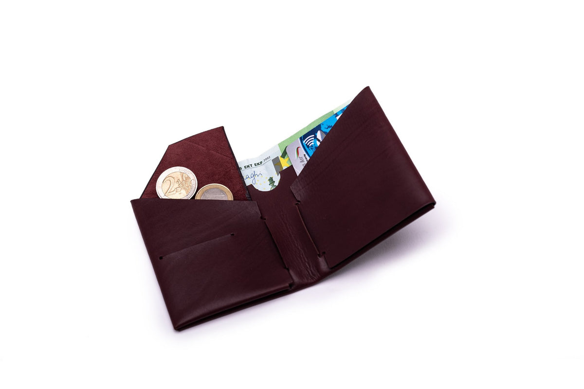 Geldbörse Leder Unisex ORIGAMI-Technik Ozeanblau M02