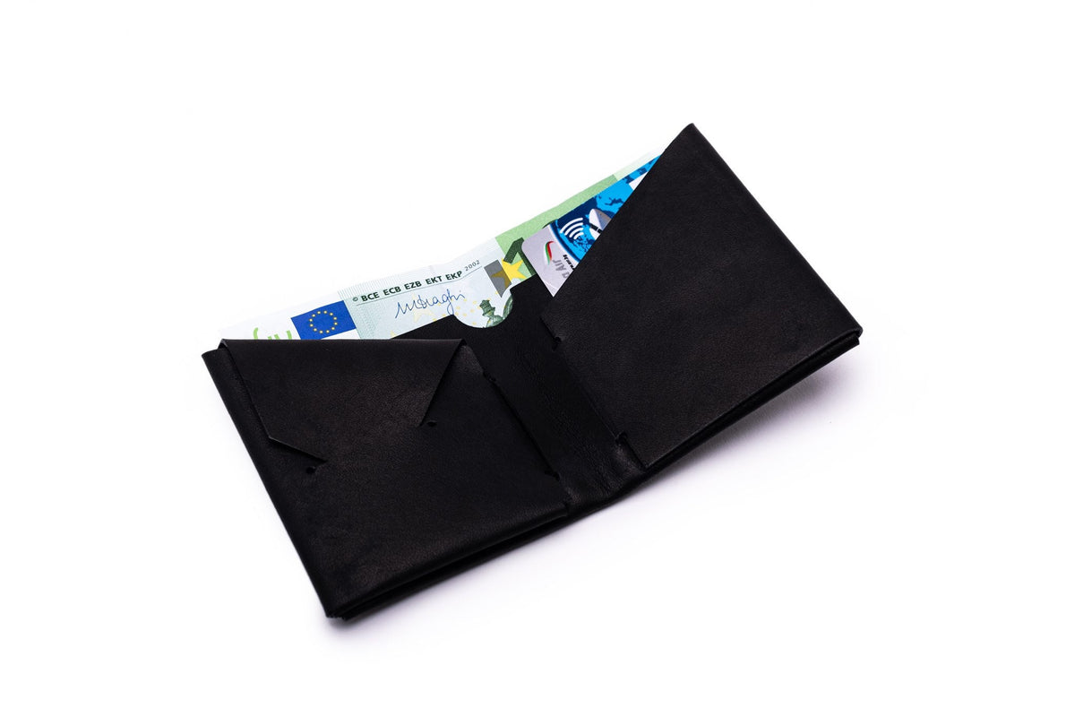 Geldbörse Leder Unisex ORIGAMI-Technik Ozeanblau M02