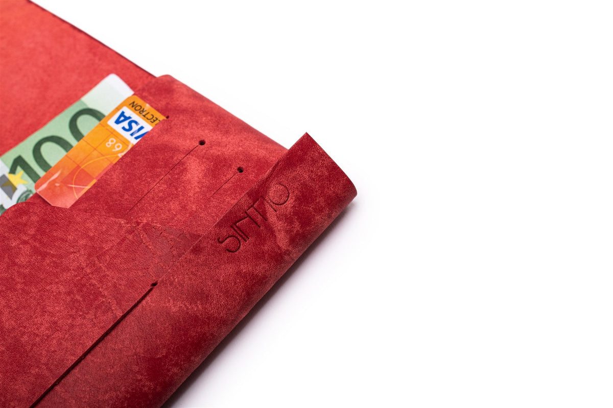Geldbörse Damen Leder ORIGAMI-Technik  Rot F02