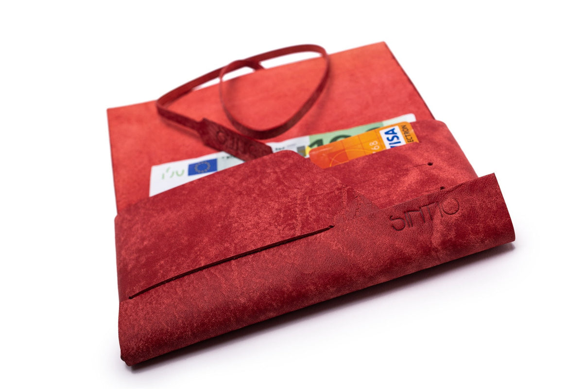 Geldbörse Damen Leder ORIGAMI-Technik  Rot F02