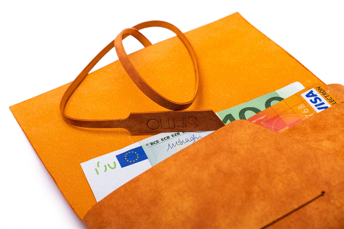 Geldbörse Damen Leder ORIGAMI-Technik Orange F02