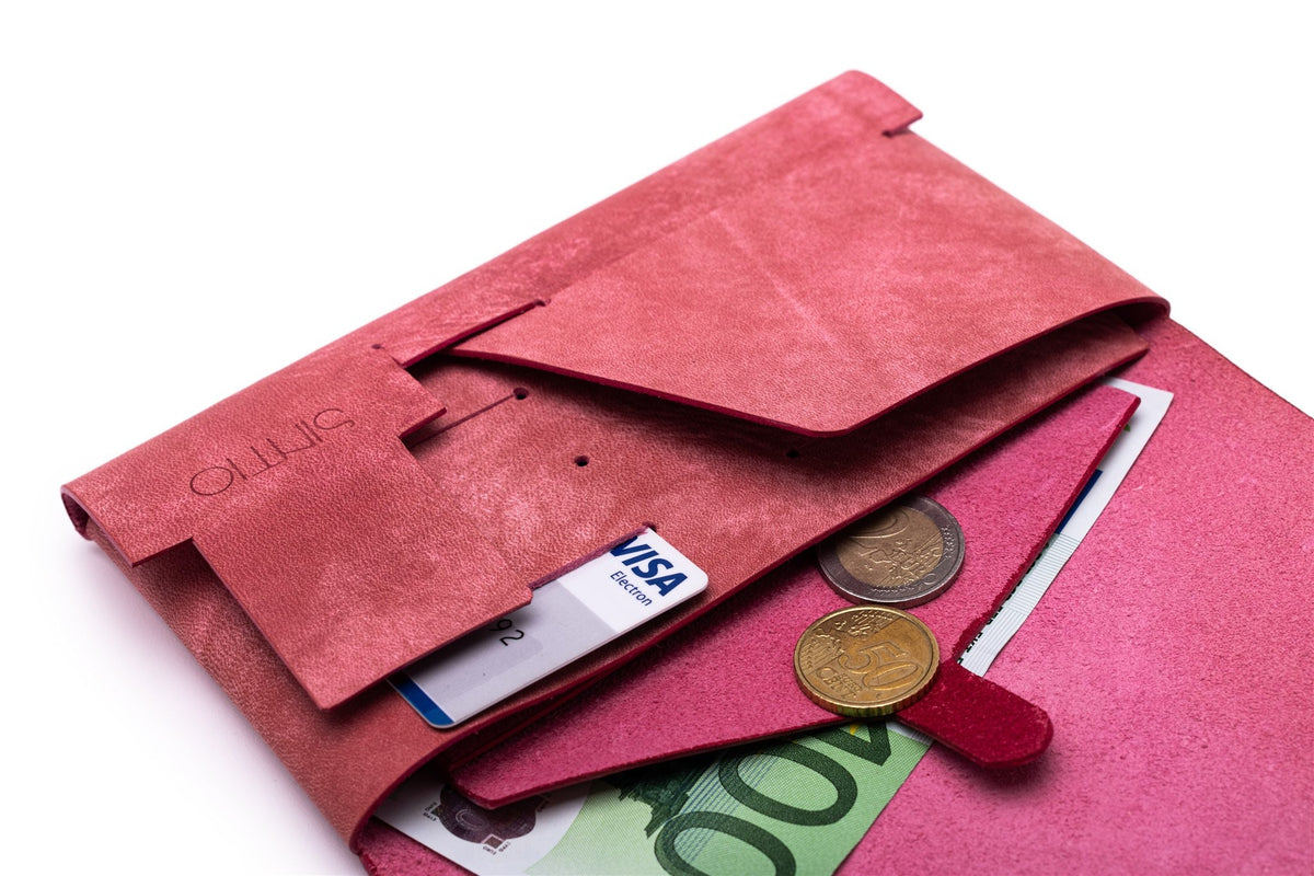 Geldbörse Damen Leder ORIGAMI-Technik Rosa F01
