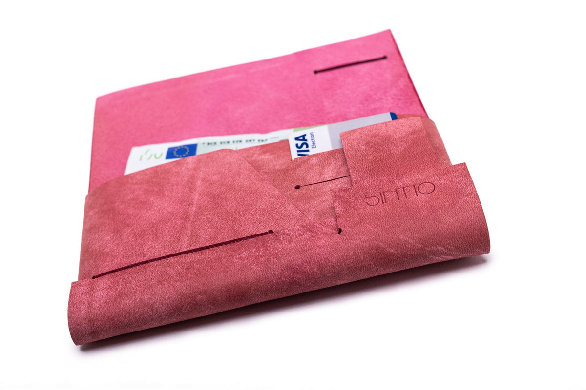 Geldbörse Damen Leder ORIGAMI-Technik Rosa F01