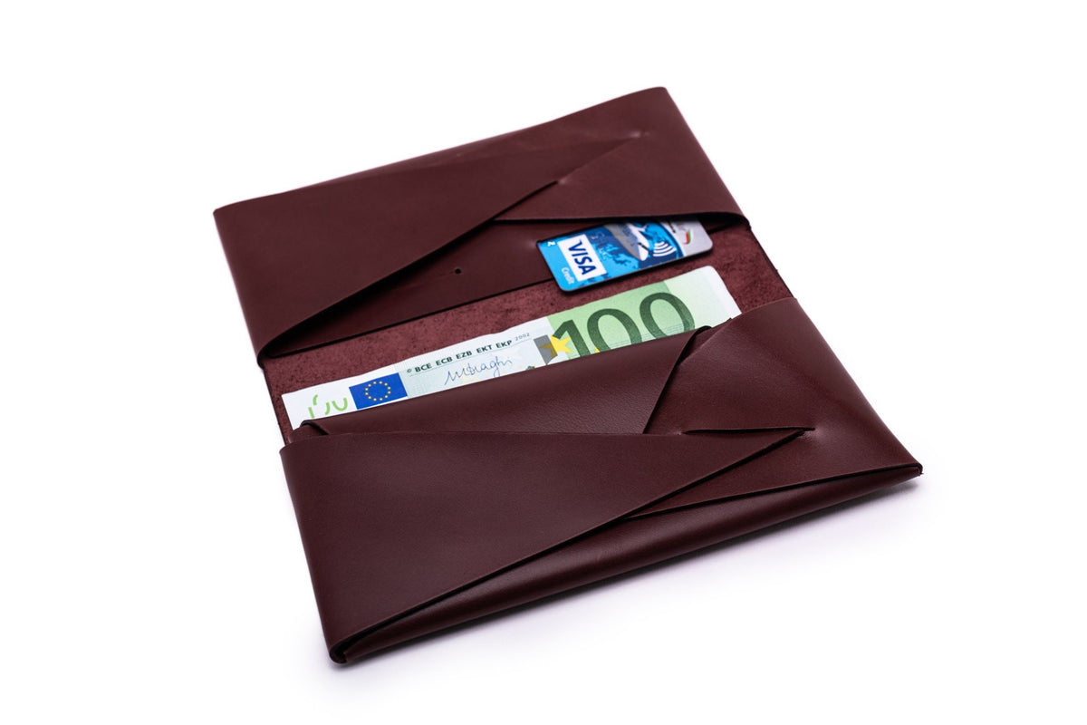 Geldbörse Damen Leder ORIGAMI-Technik Marone F03
