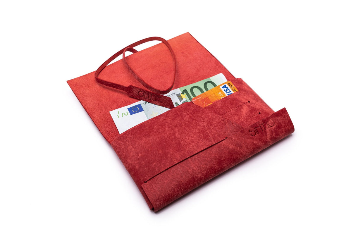Geldbörse Damen Leder ORIGAMI-Technik  Rot F02