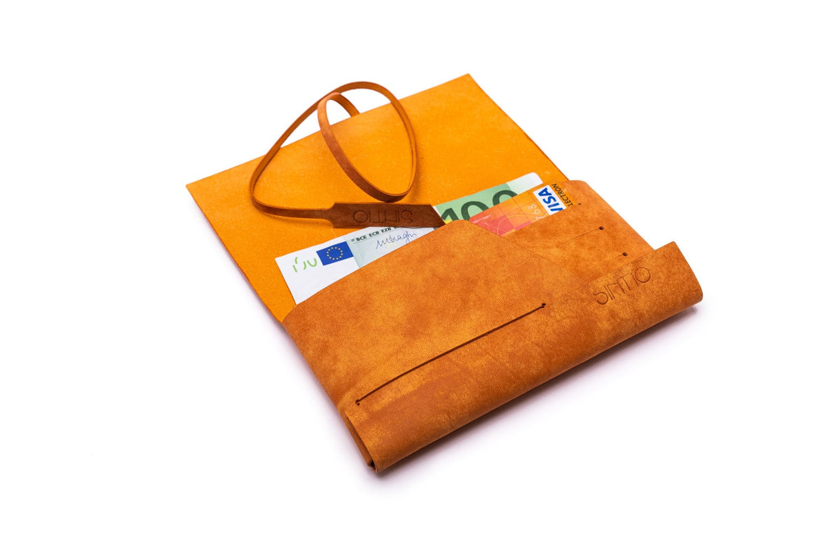 Geldbörse Damen Leder ORIGAMI-Technik Orange F02