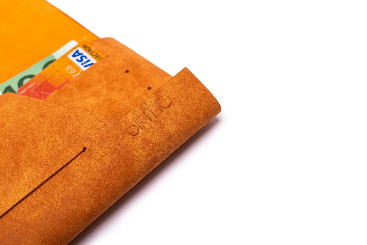 Geldbörse Damen Leder ORIGAMI-Technik Orange F02
