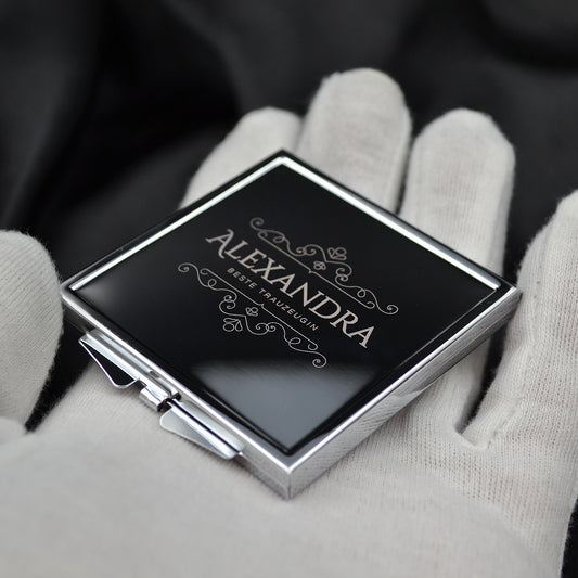 Taschenspiegel Handspiegel mit Gravur Trauzeugin Brautjungfer Hochzeit Brautmama
