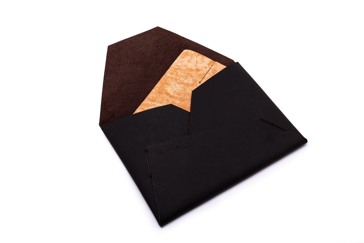 Clutch Leder Geldbörse Damen ORIGAMI-Technik Dunkelbraun K01
