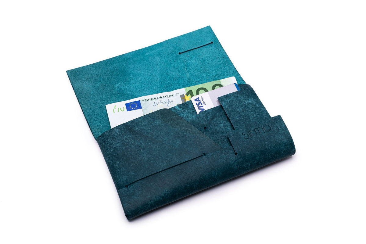 Geldbörse Damen ORIGAMI-Technik Ozeanblau F01