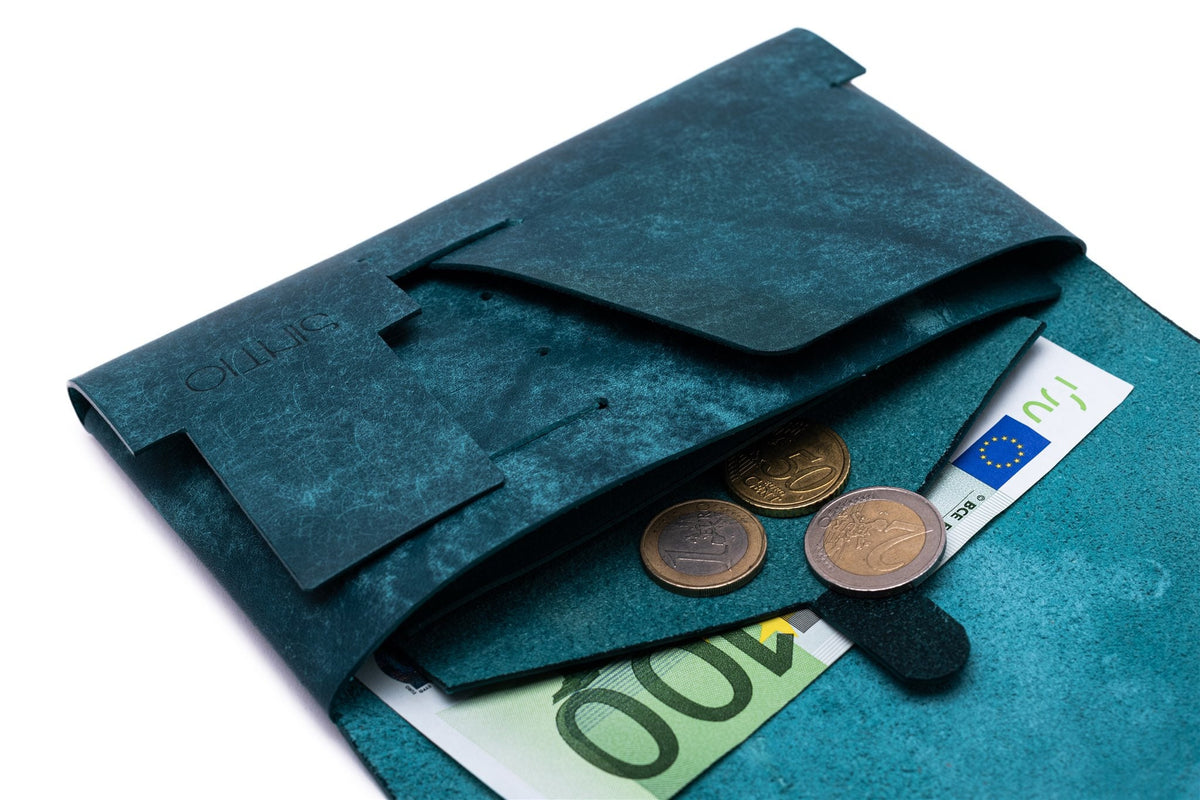 Geldbörse Damen ORIGAMI-Technik Ozeanblau F01