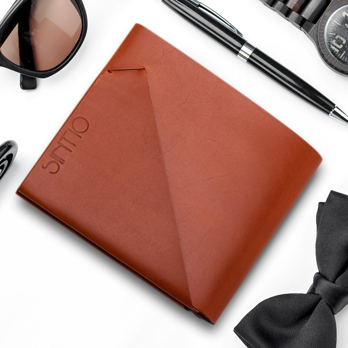 Geldbörse Herren Leder ORIGAMI-Technik Cognac M01