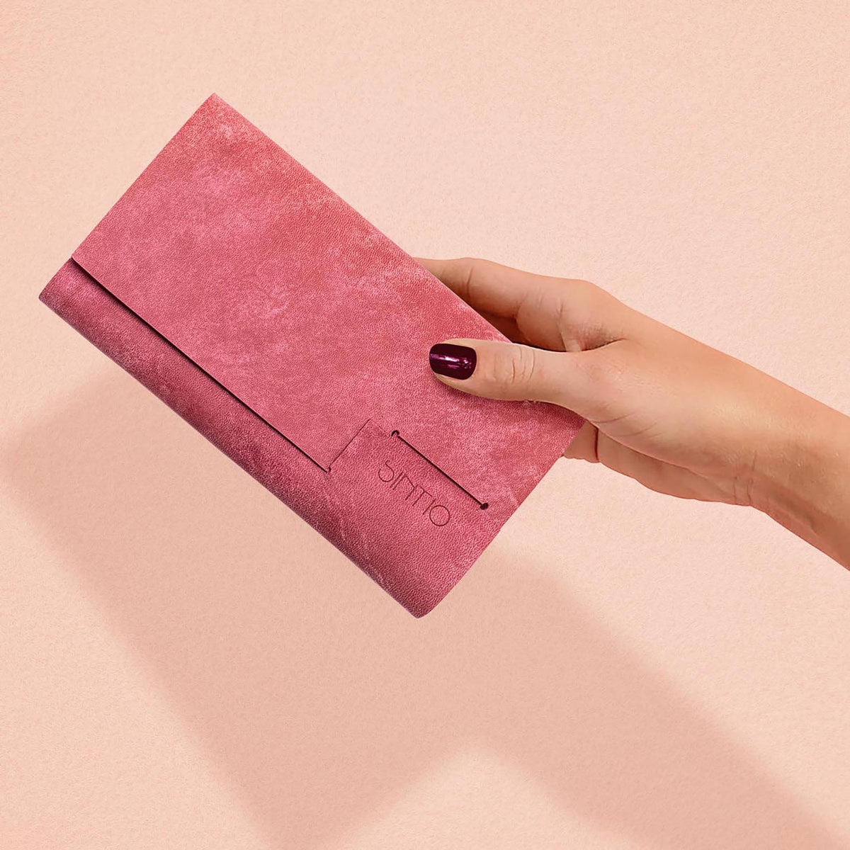 Geldbörse Damen Leder ORIGAMI-Technik Rosa F01