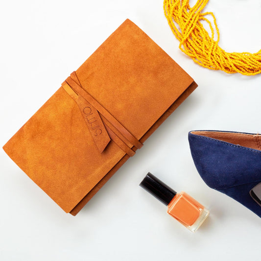 Geldbörse Damen Leder ORIGAMI-Technik Orange F02