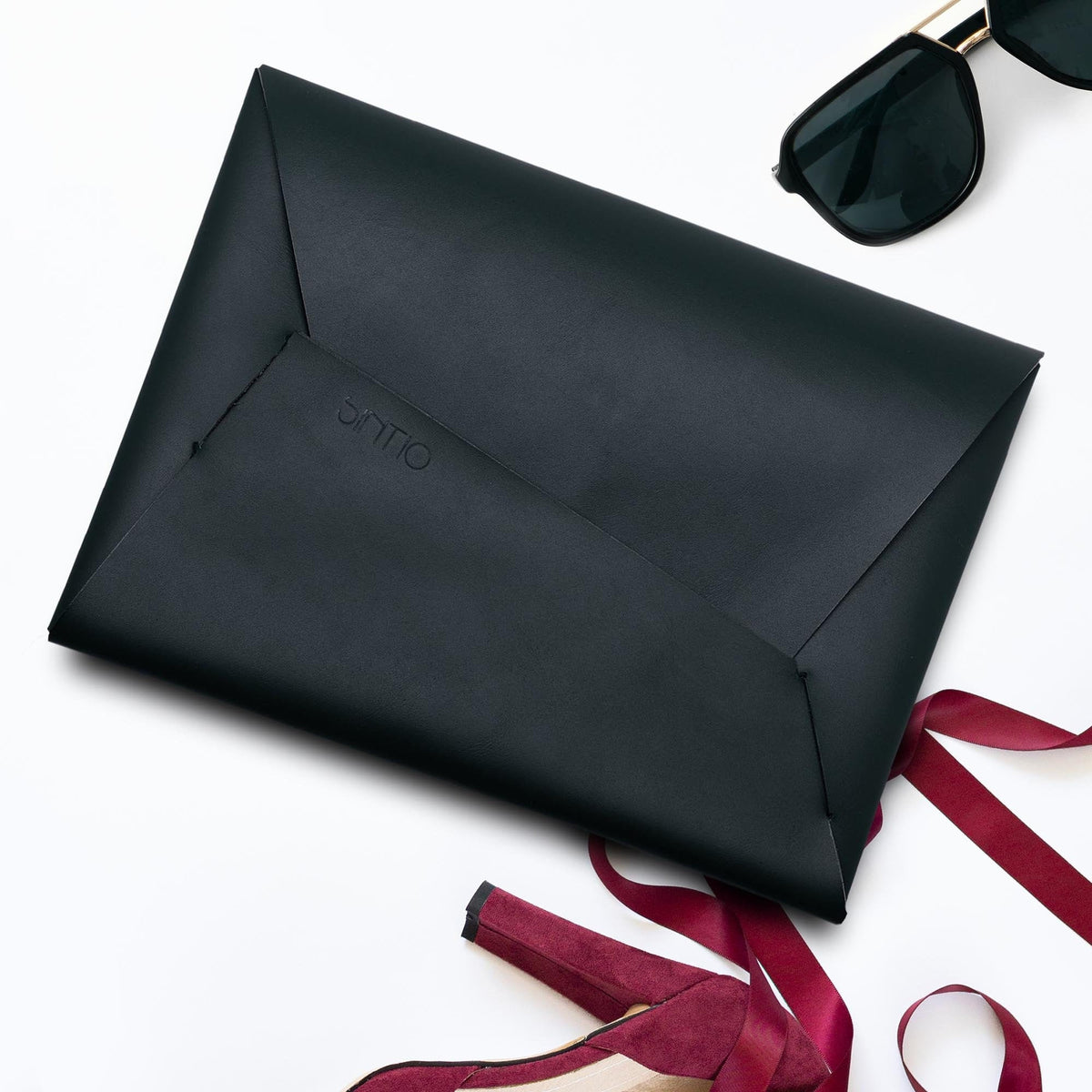 Clutch Geldbörse Damen ORIGAMI-Technik Dunkelgrün K01