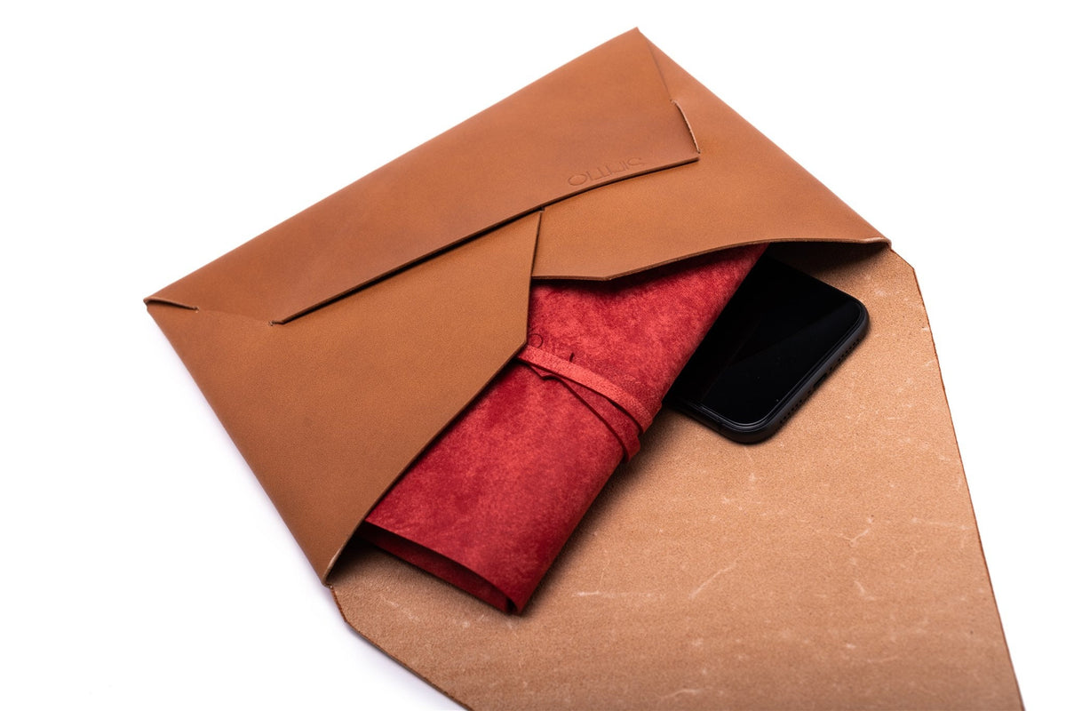 Clutch Geldbörse Damen ORIGAMI-Technik Ochre K01