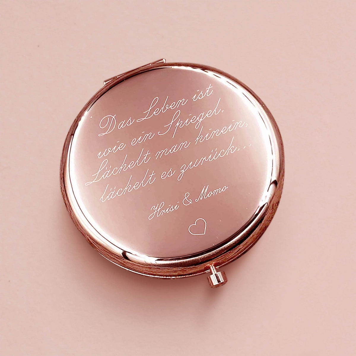 Handspiegel Rosegold Gravur Taschenspiegel Wunschgravur Spiegel personalisiert Geschenk Brautjungfer Geschenkidee Trauzeugin beste Mama