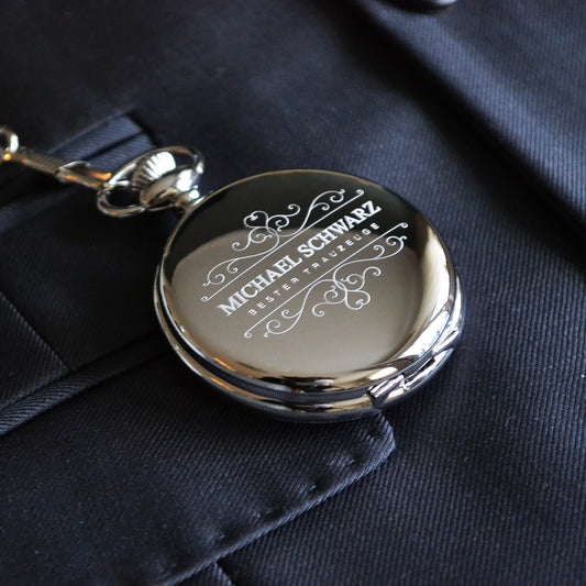 Taschenuhr mit Gravur zum Geburtstag Taschenuhr pesonalisiert Uhr Wunschgravur zur Taufe Kommunion Hochzeit Trauzeuge Geschenkidee Bräutigam