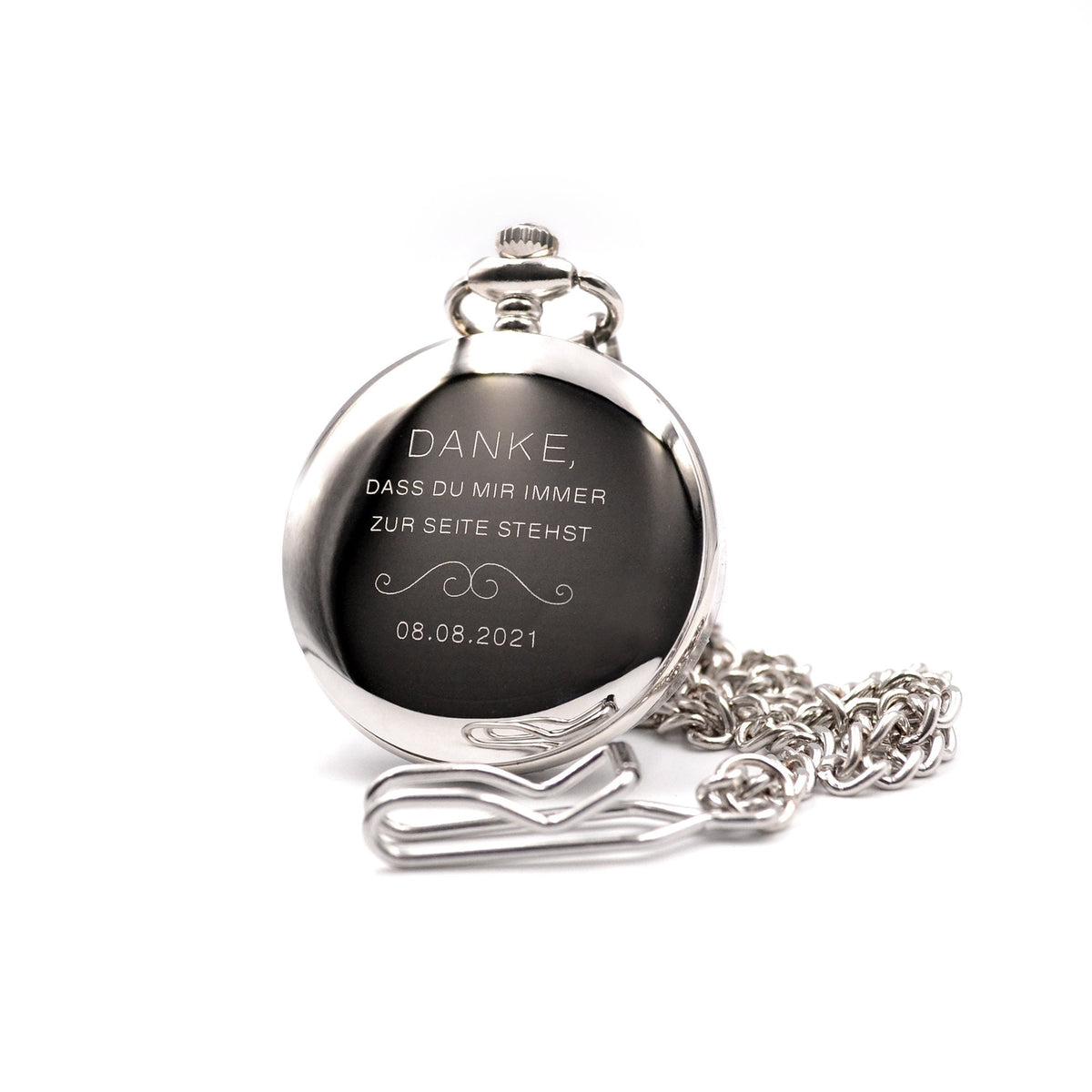 Taschenuhr mit Gravur Uhr personalisiert Geschenk Kommunion Bräutigam Trauzeuge Geschenkidee Taufe bester Papa Trauzeugin Geburtstag Idee