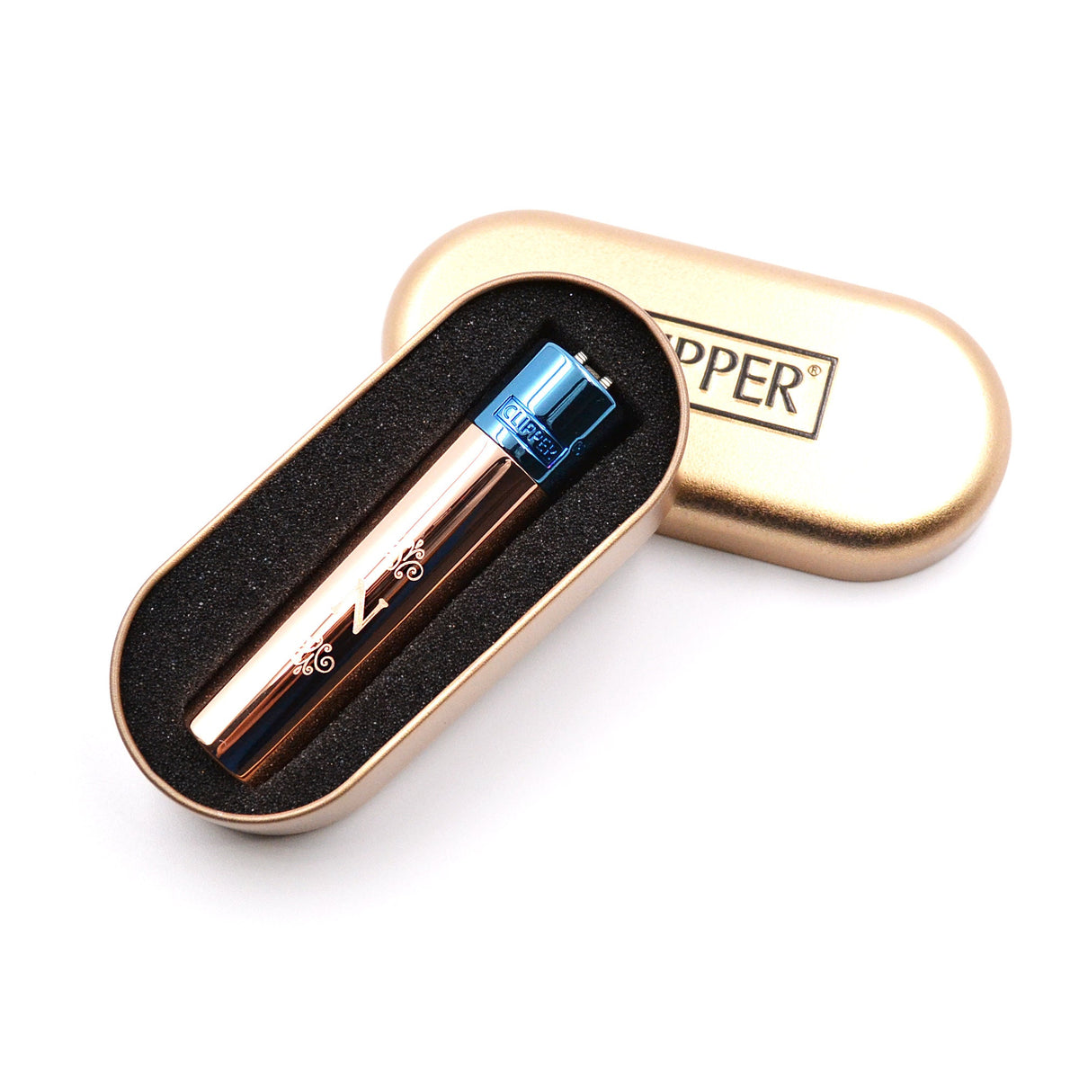 Clipper mit Monogramm graviert Pärchenset Farbe Rosè und Blau personalisiert