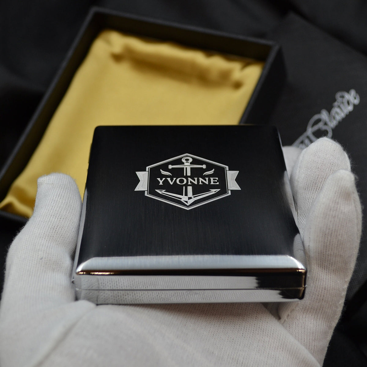 Zigarettenetui mit Gravur in Geschenkbox Zigarettenbox personalisiert in Geschenkbox Geschenkidee Geburtstag Taufpate bester Papa