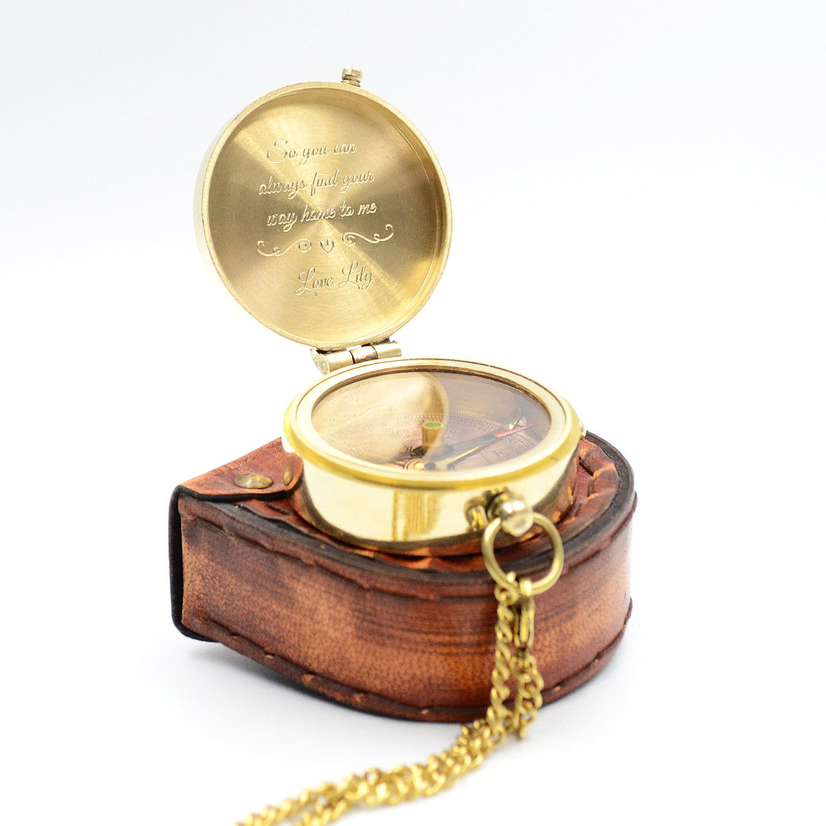Kompass mit Gravur inkl. Lederetui personalisiertes Geschenk Monogramm für den Trauzeuge