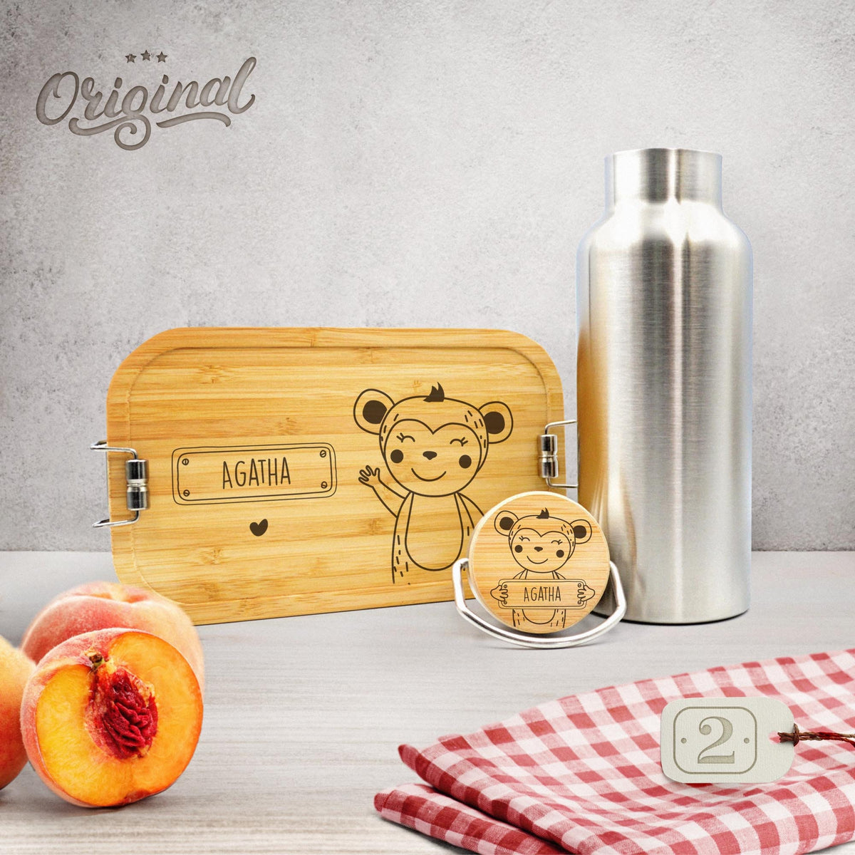 Brotdose und Trinkflasche im Set mit Gravur Wasserflasche und Lunchbox Kinder personalisiert Geschenk Schulanfang Einschulung