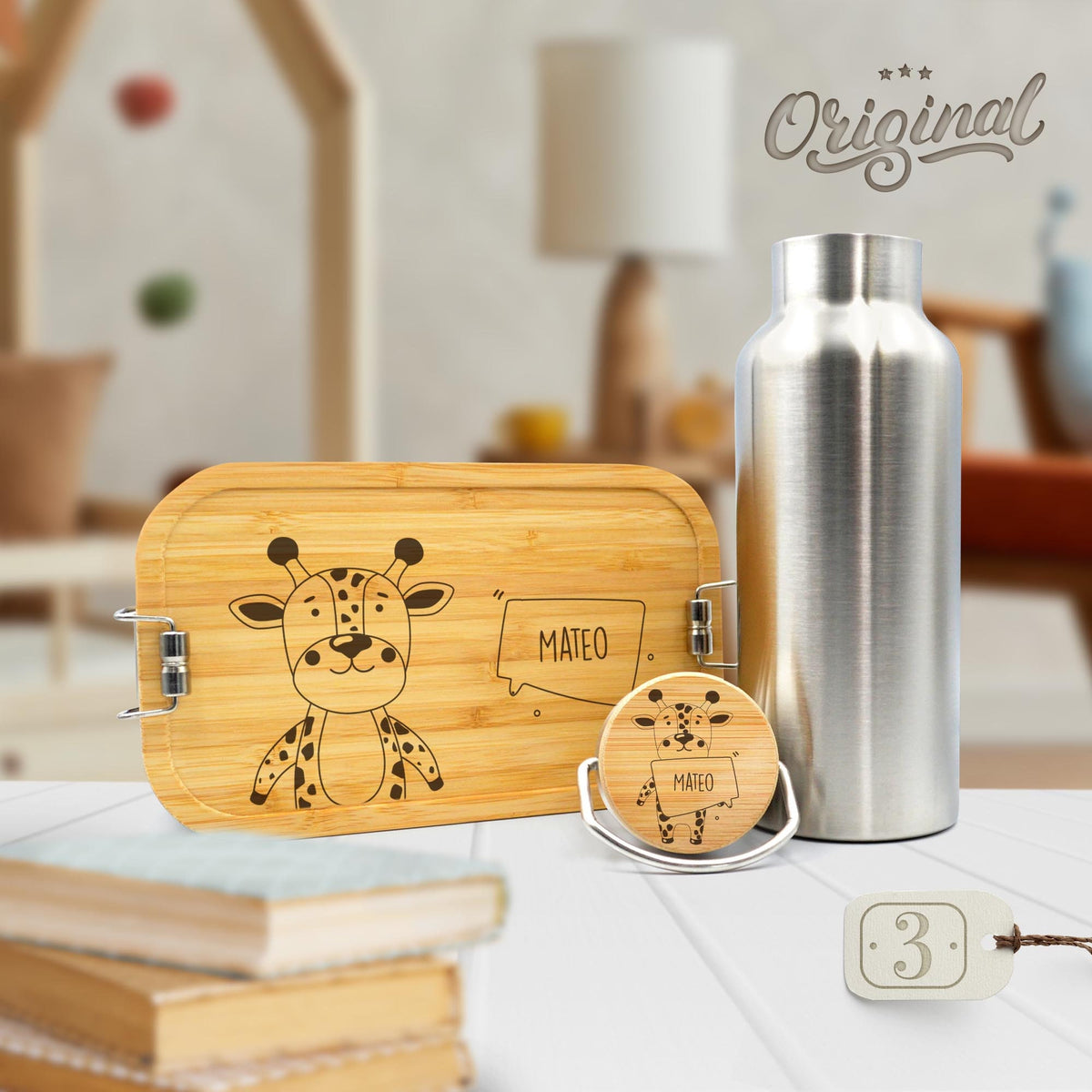 Brotdose und Trinkflasche personalisiert Wasserflasche und Lunchbox Kinder Geschenk Schulanfang Einschulung
