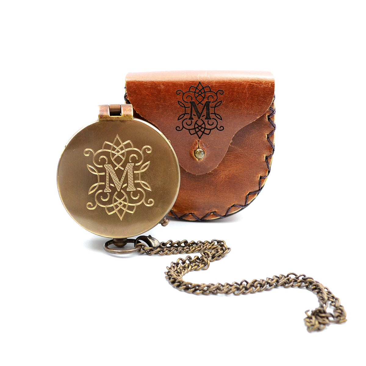 Kompass mit Gravur inkl. Lederetui personalisiertes Geschenk Monogramm
