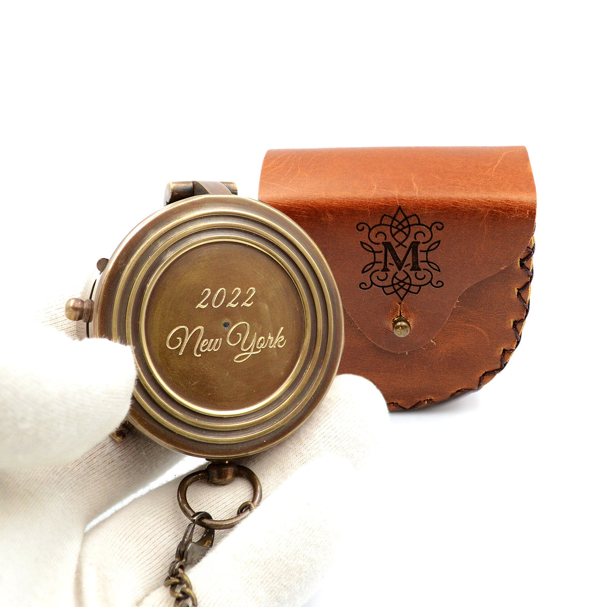 Kompass mit Gravur inkl. Lederetui personalisiertes Geschenk Monogramm für den Trauzeuge