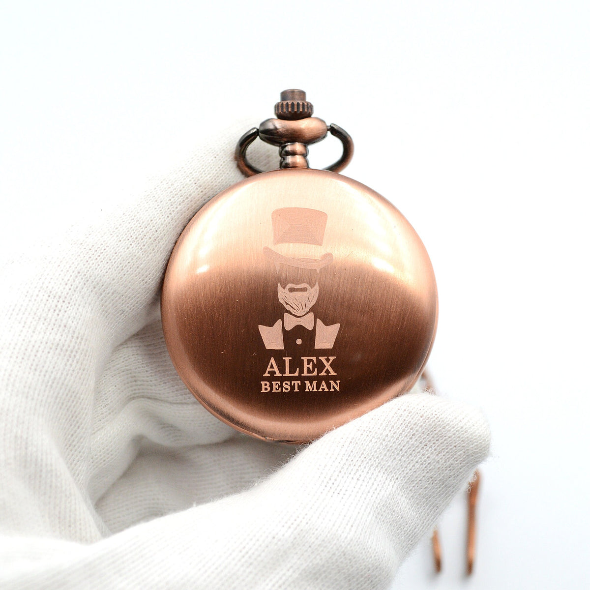Taschenuhr graviert Farbe Kupfer Uhr personalisiert zur Kommunion Taschenuhr mit Wunschgaravur