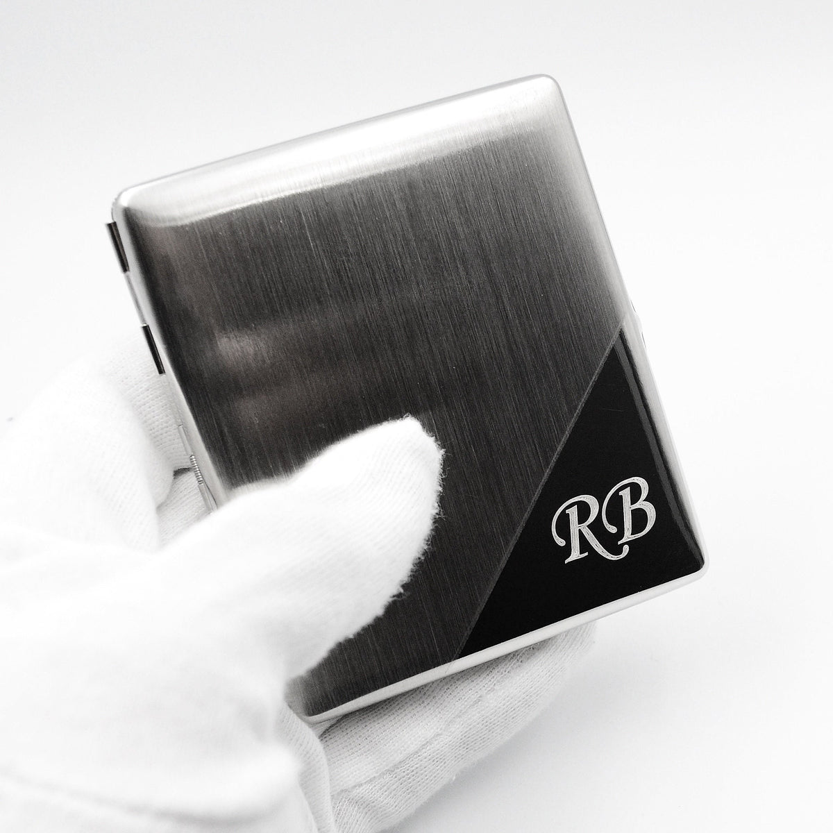 Zigarettenetui Gravur Monogramm Zigarettenbox personalisiert mit Initialen Zigarettenschachel Metall Wunschgravur