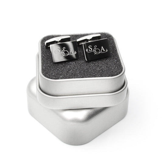 Manschettenknöpfe mit Gravur Farbe Silber Manschettenknöpfe Monogramm Personalisiert Geschenk Bräutigam Manschettenknöpfe Monogramm