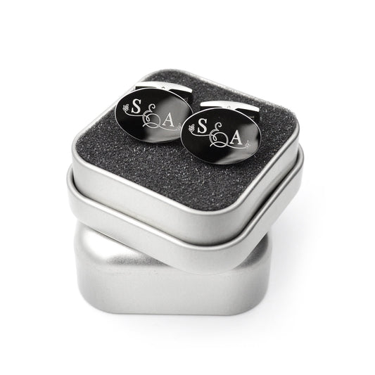 Manschettenknöpfe mit Gravur Farbe Silber Manschettenknöpfe Monogramm Personalisiert Geschenk Bräutigam Manschettenknöpfe Monogramm