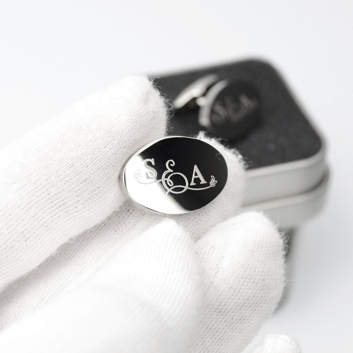Manschettenknöpfe mit Gravur Farbe Silber Manschettenknöpfe Monogramm Personalisiert Geschenk Bräutigam Manschettenknöpfe Monogramm
