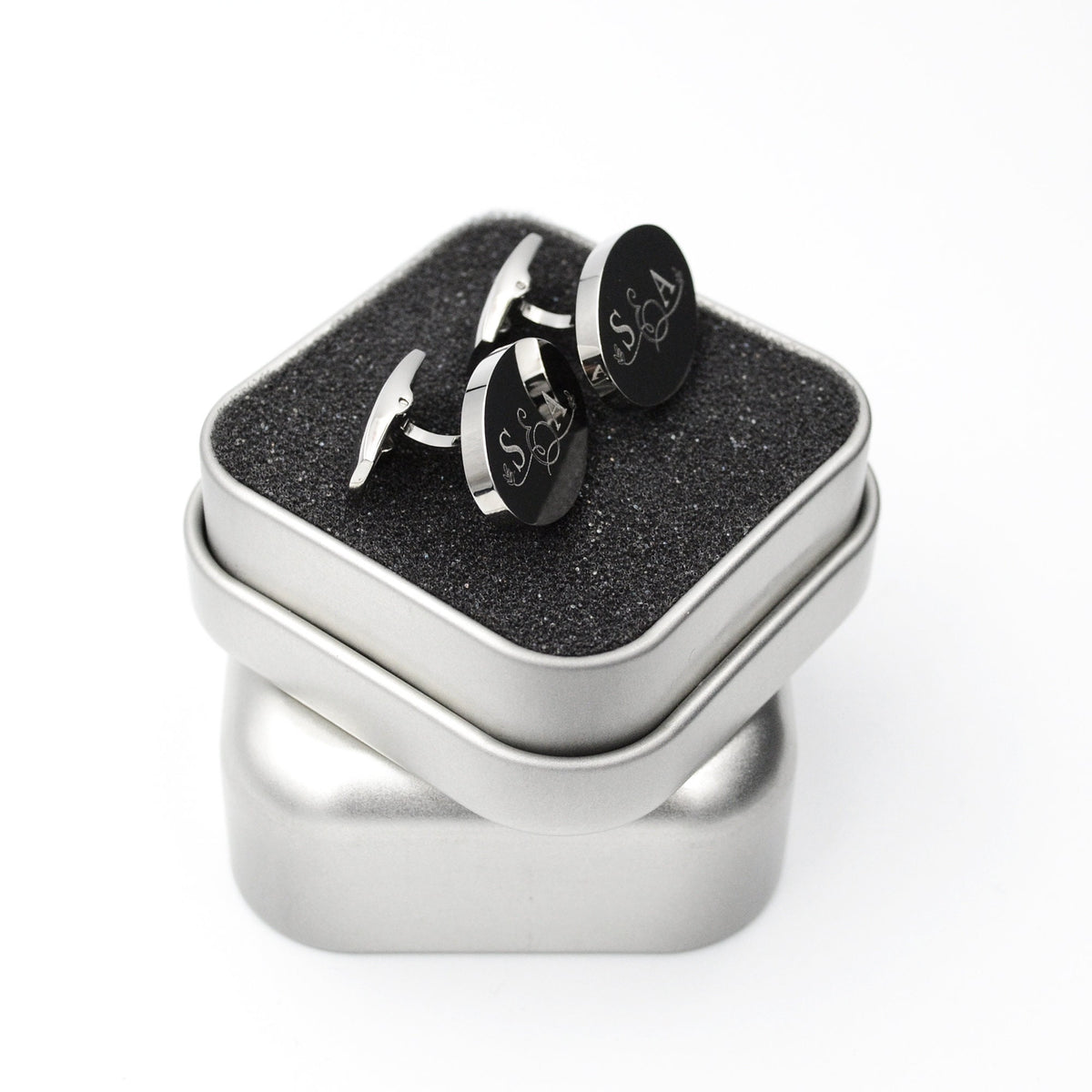 Manschettenknöpfe mit Gravur Farbe Silber Manschettenknöpfe Monogramm Personalisiert Geschenk Bräutigam Manschettenknöpfe Monogramm