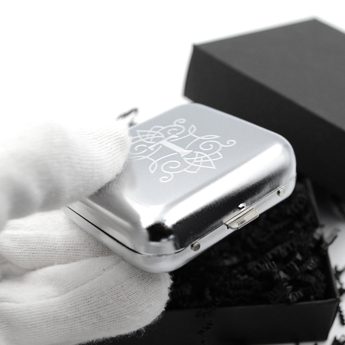 Taschenascher mit Gravur Таschenaschenbecher personalisiert Ascher Metall gebürstet Rechteck