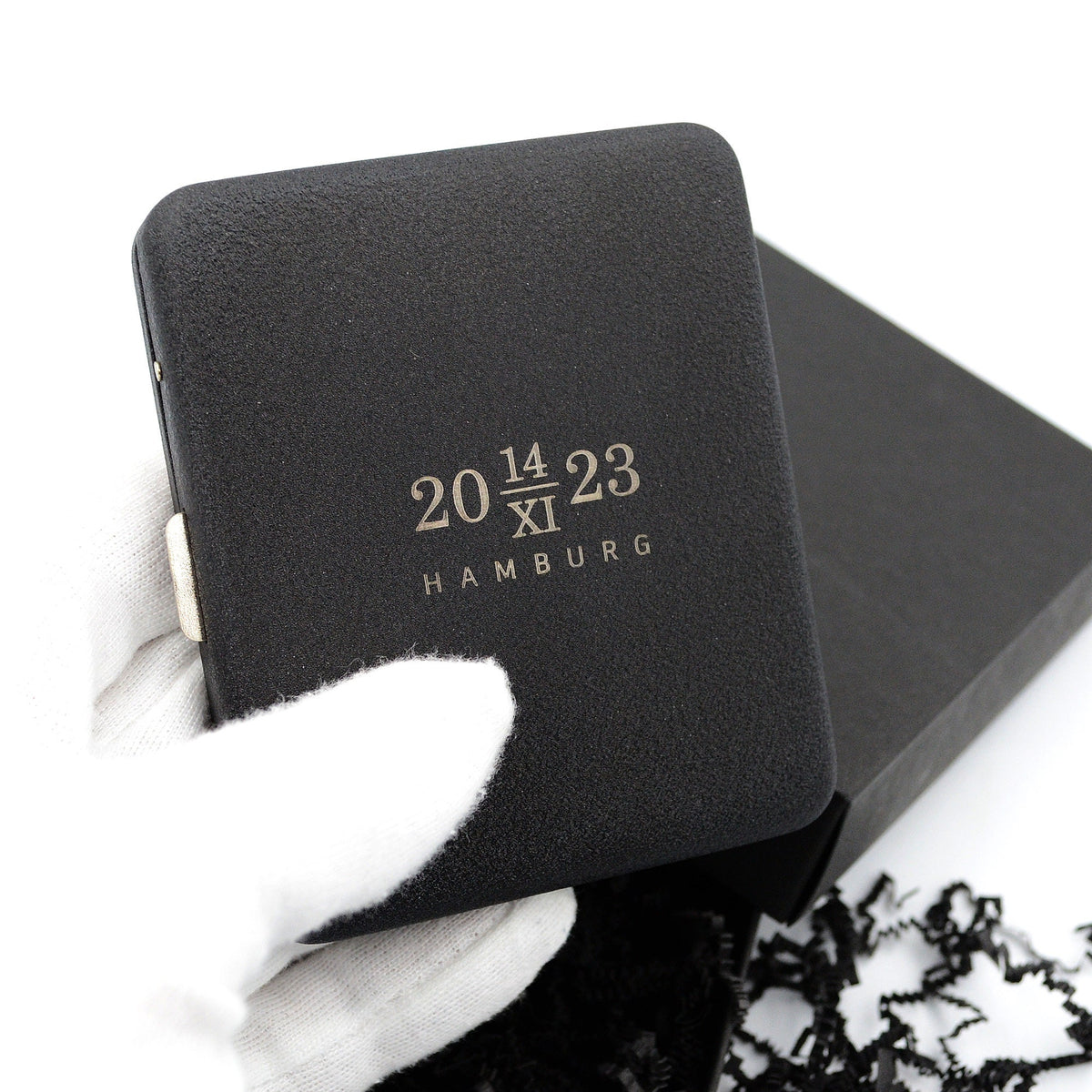 Zigarettenetui mit Gravur in Geschenkbox schwarz Zigarettenbox personalisiert in Geschenkbox Geschenkidee Geburtstag Taufpate bester Papa