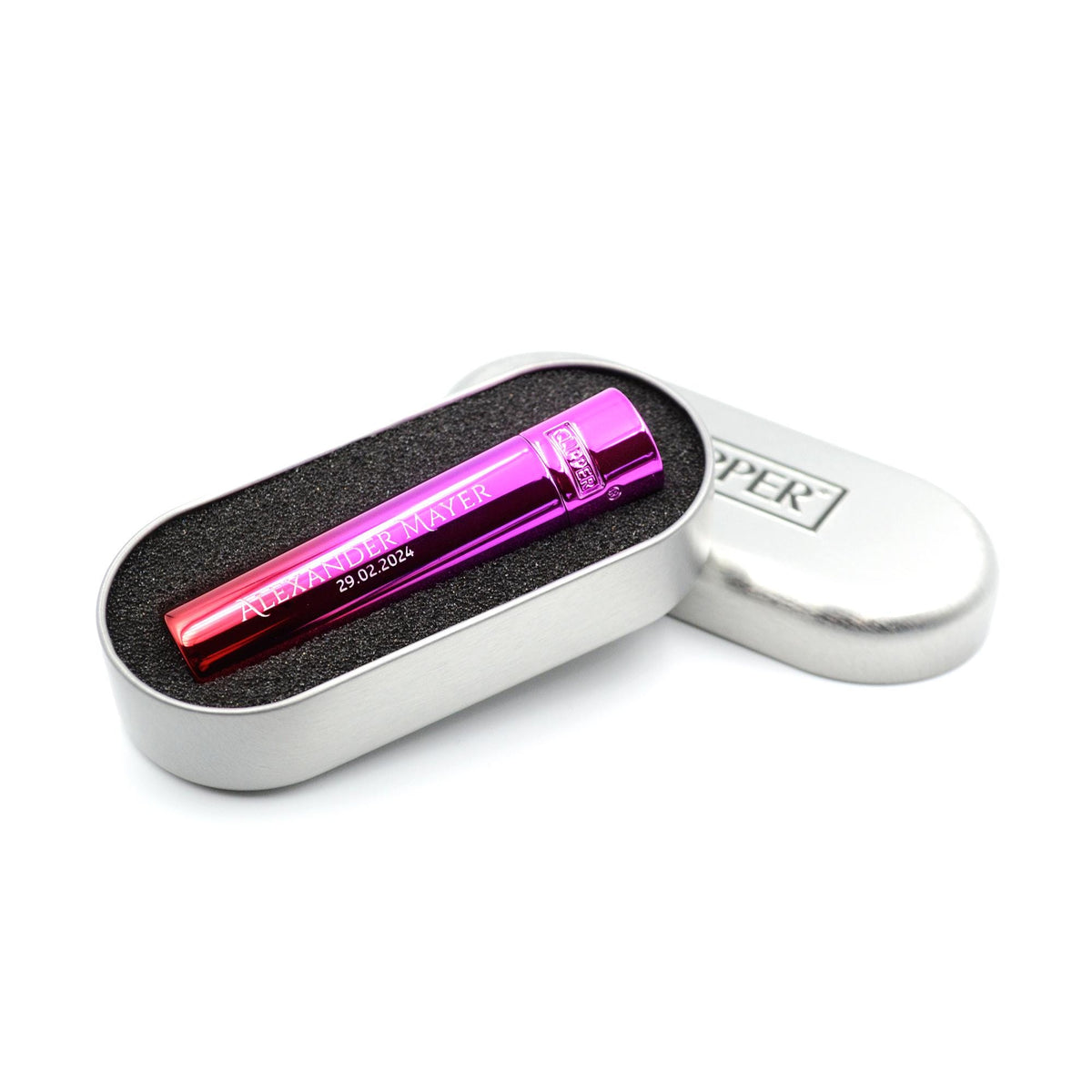 Clipper mit Gravur Farbe Regenbogen Feuerzeug personalisiert
