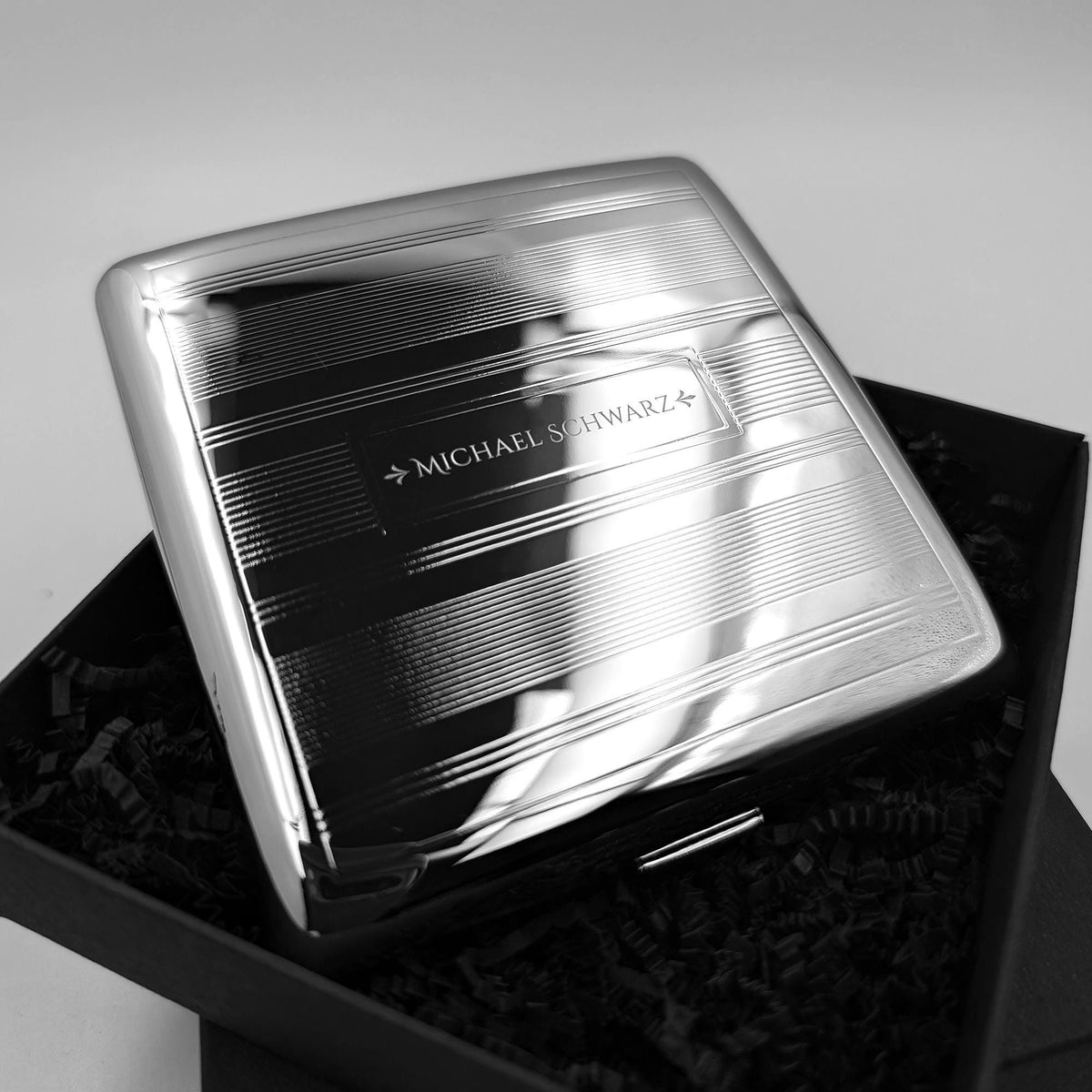 Zigarettenetui mit Gravur Zigarettenbox personalisiert Motiv Streifen