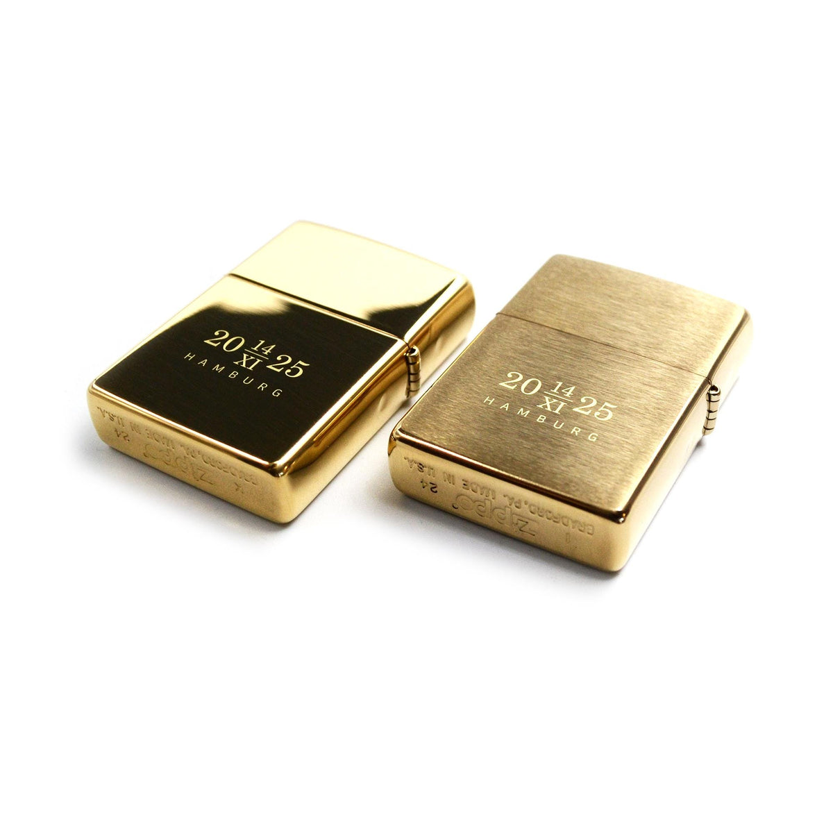 Zippo Feuerzeug mit Gravur Gold gebürstet oder poliert