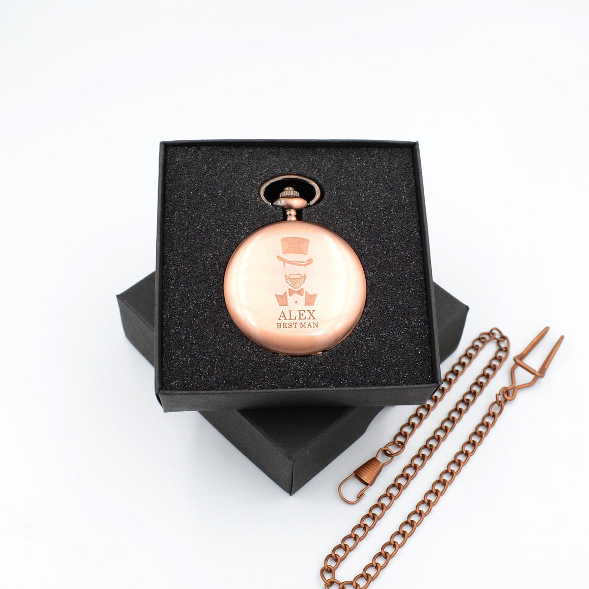 Taschenuhr graviert Farbe Kupfer Uhr personalisiert zur Kommunion Taschenuhr mit Wunschgaravur