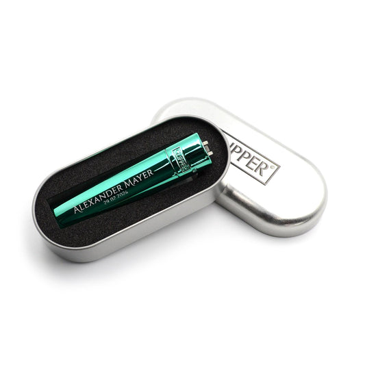 Clipper mit Gravur Farbe Turquoise Feuerzeug personalisiert
