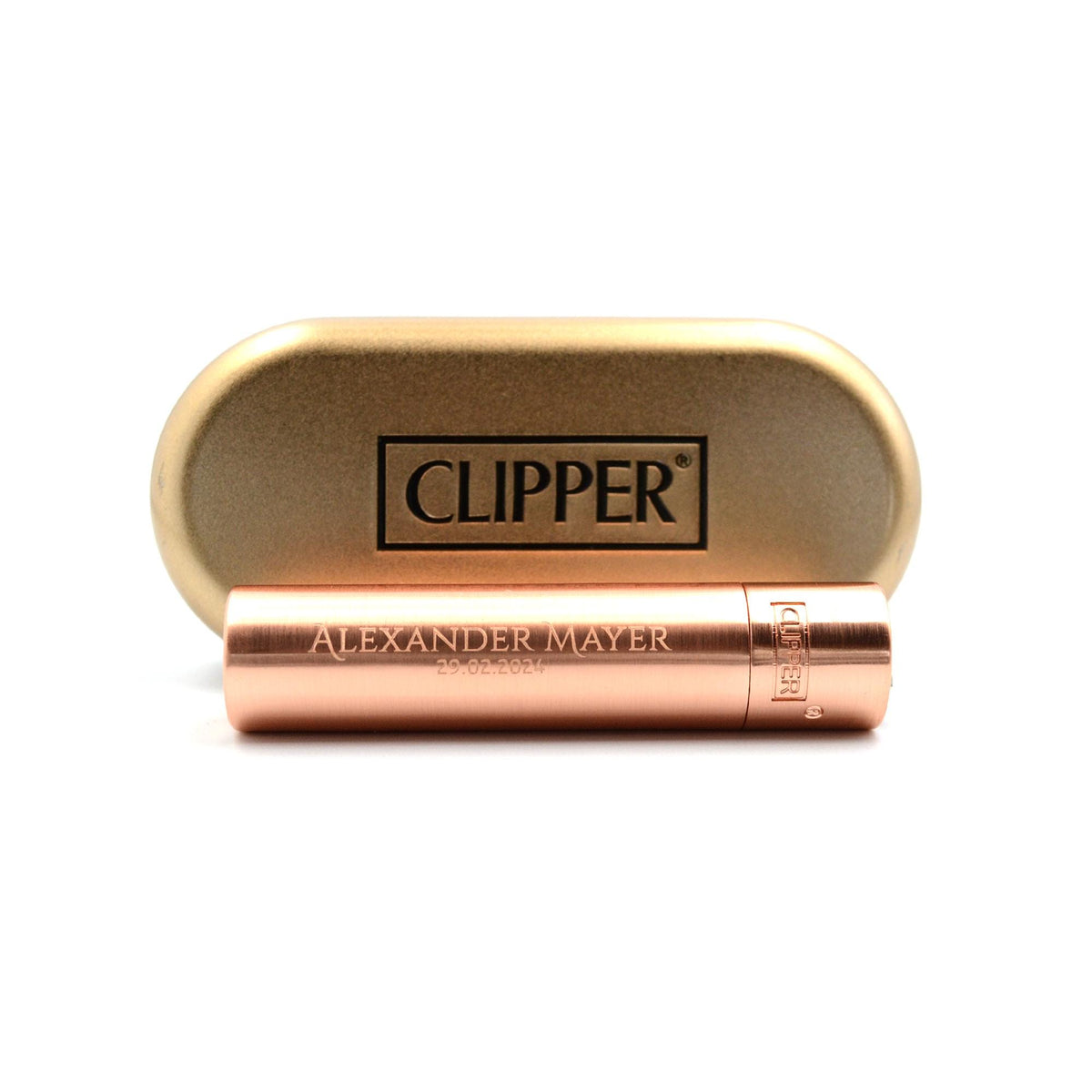 Clipper mit Gravur Farbe Pink Feuerzeug Wunschgravur personalisiert